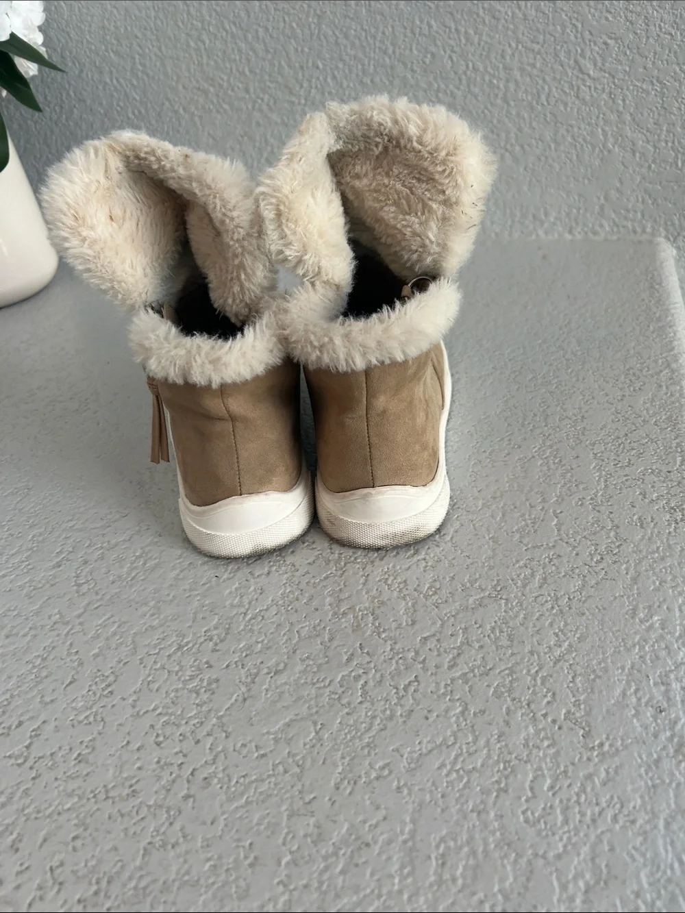 Madden Girl Tan Faux-Suede Shearling-Lined Winter Boots